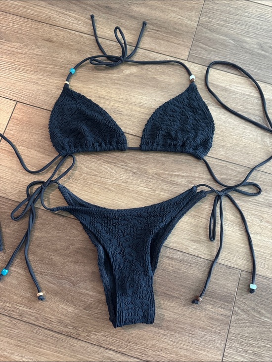 bond-eye Other - bond-eye Black Crochet Triangle Tie-Side Bikini